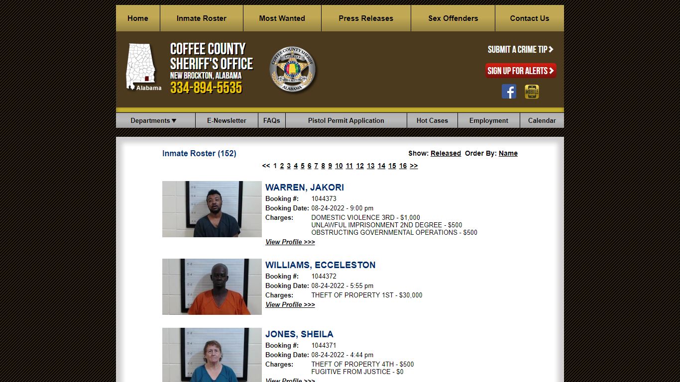 Inmate Roster - Current Inmates Booking Date Descending - Coffee County ...