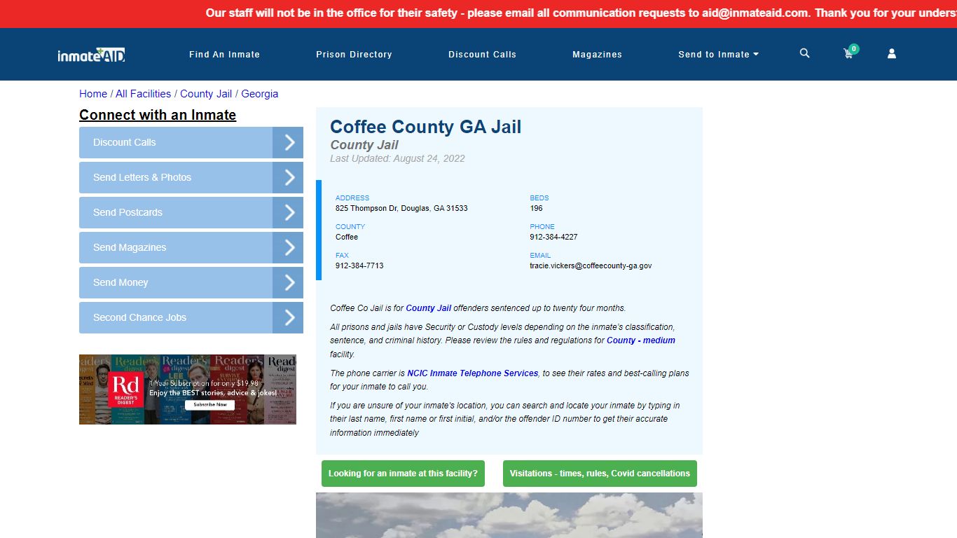 Coffee County GA Jail - Inmate Locator - Douglas, GA